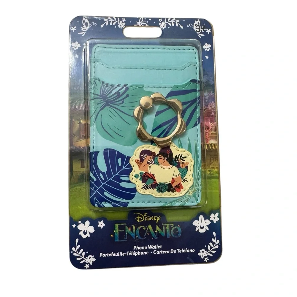 Disney Encanto Teal & Navy Card Phone Wallet with Character Charm and Ring